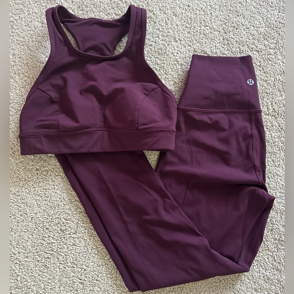 Lululemon Wunder Under Cropped Legging and Pace Perfect Bra
